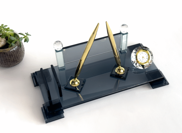 custom desk organizer, pen and business card holder