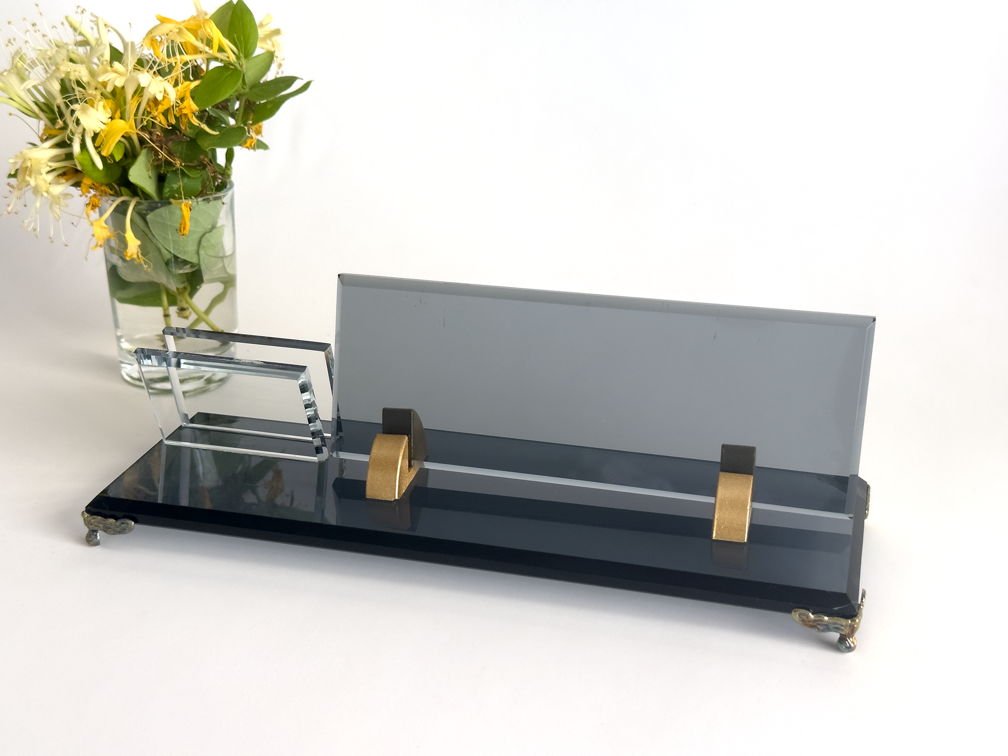 business card holder for office, glass desk name plate