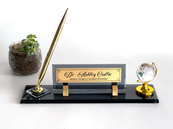 Doctor Name Sign with Colorful Crystal World Globe , Doctor Name Plate, Doctor Office Gifts