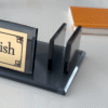 Custom Black Glass Desk Nameplate, Card Holder and Pen