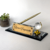 Custom desk name plate, glass office sign
