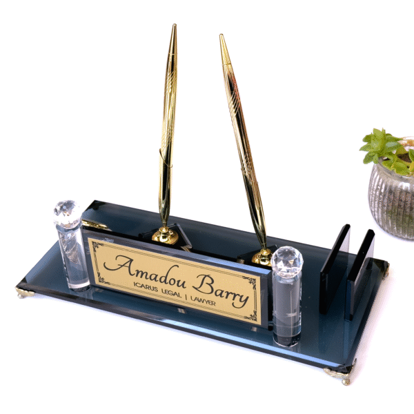 custom desk name plate, custom desk set