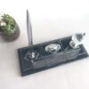 Custom Glass Desk Name Plate with Logo 1.77 x 5.90 in | Silver