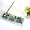 Custom Glass Desk Name Plate with Logo 1.77 x 5.90 inches Black Crystal Base with Card Holder and Pen