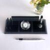 Custom Glass Desk Name Plate with Logo 1.77 x 5.90 in | Clock