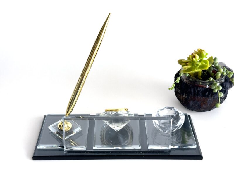 Custom Glass Desk Name Plate with Logo 1.77 x 5.90 in