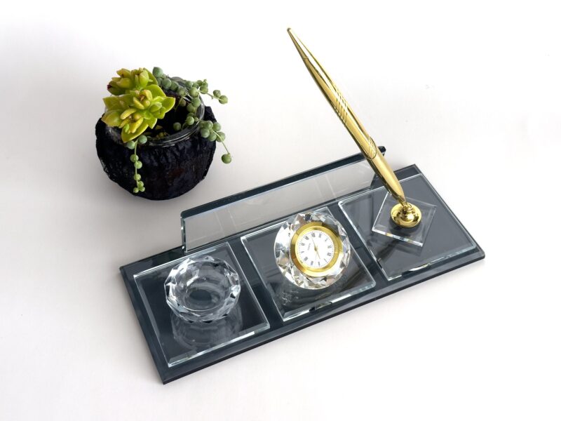 Custom Glass Desk Name Plate with Logo 1.77 x 5.90 in