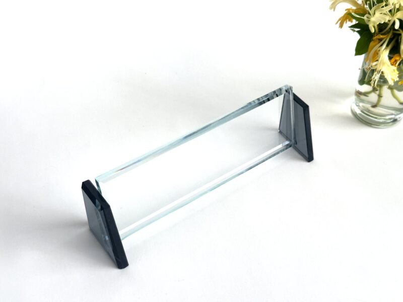 Minimalist Desk Nameplate 1.77 x 5.90 inch Premium Clear and Black Crystal Glass for Modern Executive Office Desks Minimalist Desk Nameplate 1.77 x 5.90 inch Premium Clear and Black Crystal Glass for Modern Executive Office Desks