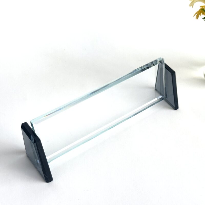 Minimalist Desk Nameplate 1.77 x 5.90 inch Premium Clear and Black Crystal Glass for Modern Executive Office Desks Minimalist Desk Nameplate 1.77 x 5.90 inch Premium Clear and Black Crystal Glass for Modern Executive Office Desks