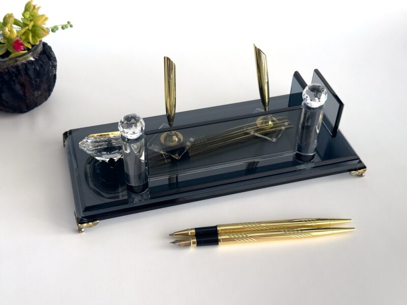 Custom Glass Desk Name Plate with Logo 1.77 x 5.90 in