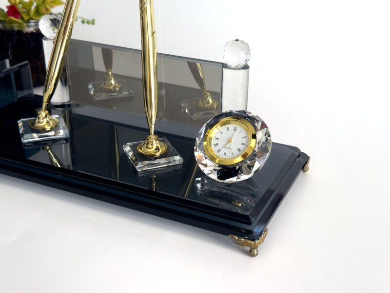 Custom Glass Desk Name Plate with Logo 1.77 x 5.90 in