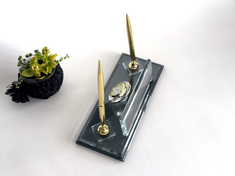 Custom Glass Desk Name Plate | 1.77 x 5.90 in | Double Layer Crystal