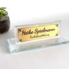 Custom Nameplate for Lawyer 1.77 x 5.90 inches Clear Crystal Glass Desk Sign with Clear Base