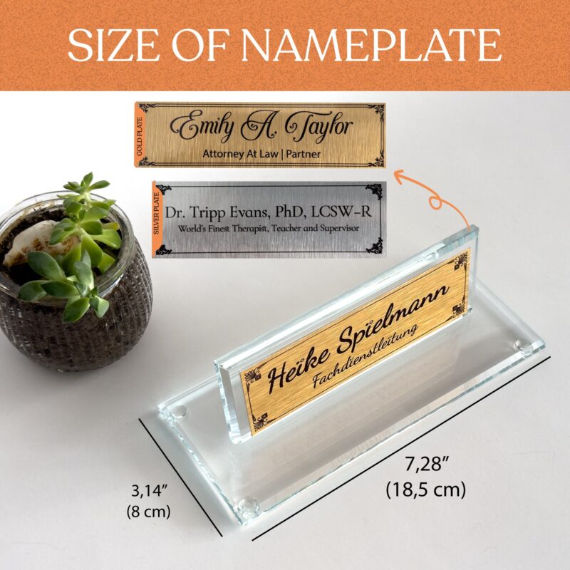 Custom Nameplate for Lawyer 1.77 x 5.90 in | Clear Crystal