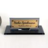 Personalized Glass Desk Sign 1.77 x 5.90 inch Premium Black Crystal with Custom Name and Title for Modern Executive Desks