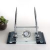 Custom Glass Desk Name Plate with Logo 1.77 x 5.90 in | Silver