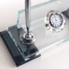 Custom Glass Desk Name Plate with Logo 1.77 x 5.90 in | Silver