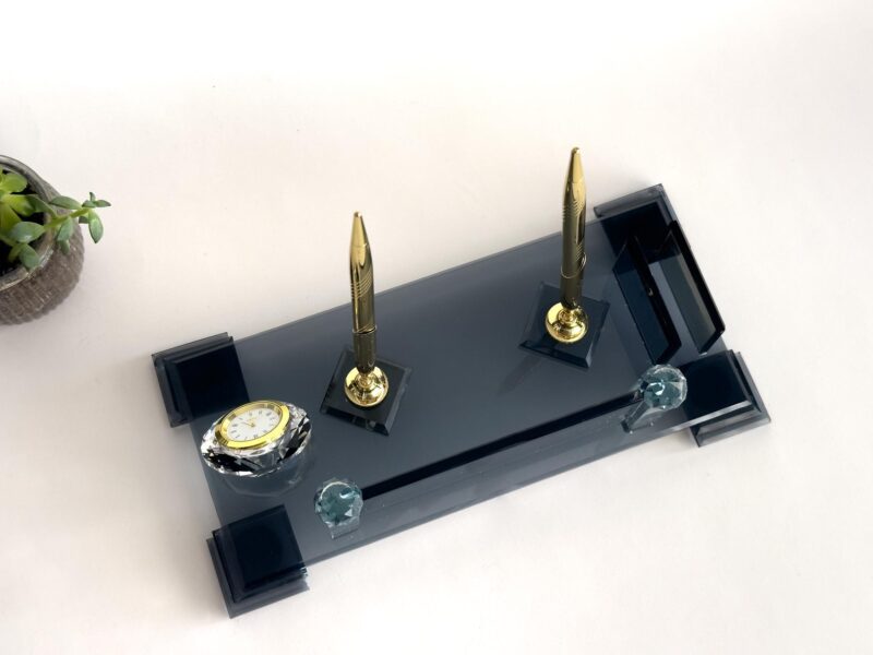 Custom Glass Desk Name Plate with Logo 1.77 x 5.90 in