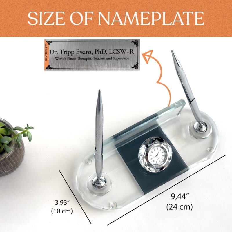 il_fullxfull.6113759798_sd5s.jpg PhD Office Nameplate 1.77 x 5.90 in | Crystal Clock Set