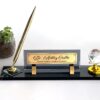 Doctor Name Sign 1.77 x 5.90 inch Premium Black Crystal with Colorful Spinning World Globe for Executive Medical Desks
