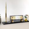 professional-desk-name-plate-spinning-crystal-globe Professional Desk Name Plate with Spinning Crystal Globe and Signature Pen for Doctors and Global Executives