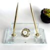 Custom Glass Desk Name Plate | 1.77 x 5.90 in | Clear Crystal & Gold