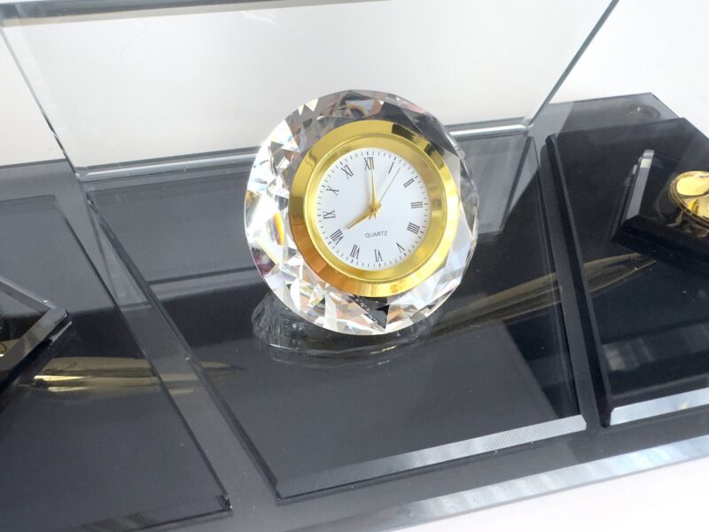 il_fullxfull.6138072489_9rrp.jpg Black Crystal Nameplate | 1.77 x 5.90 in | Gold Pen Set