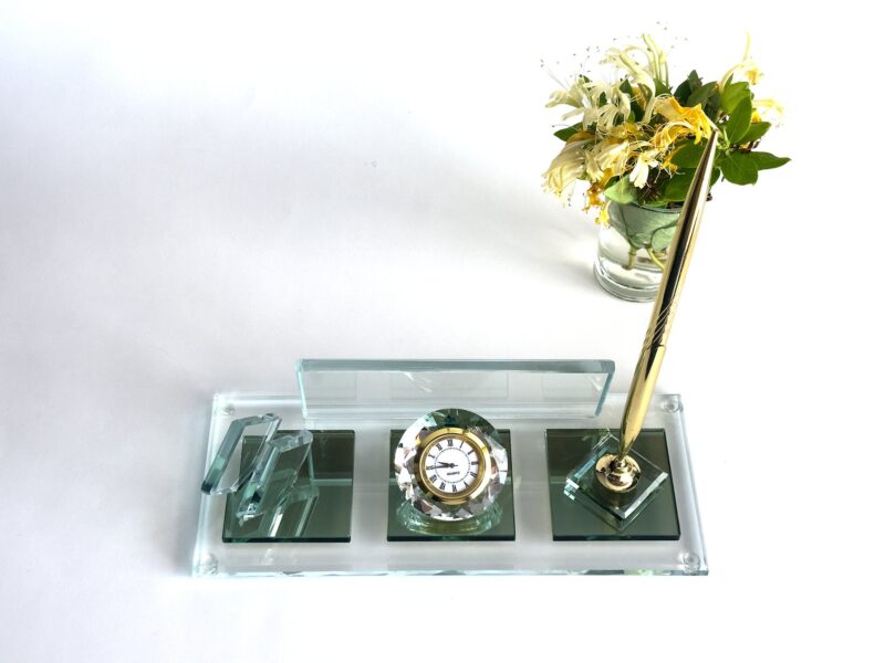 Custom Glass Desk Name Plate with Logo 1.77 x 5.90 in