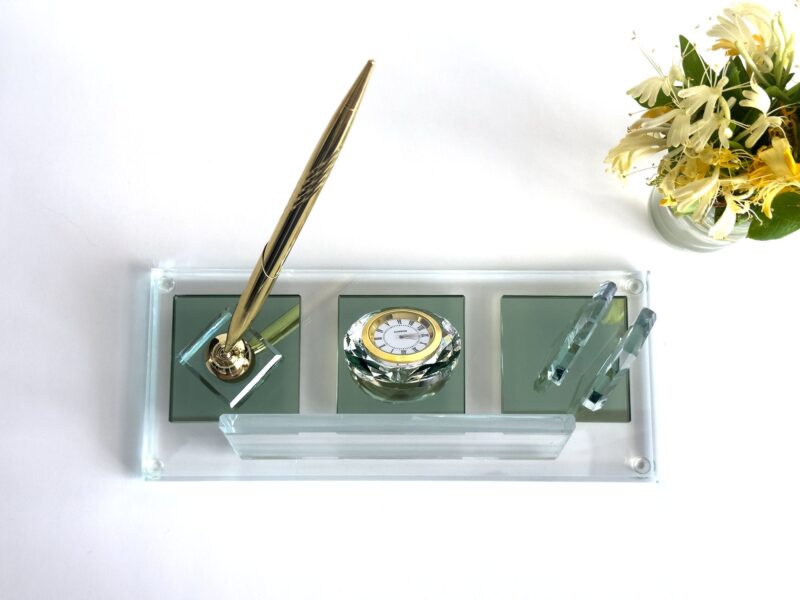 Custom Glass Desk Name Plate with Logo 1.77 x 5.90 in