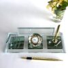 Custom Glass Desk Name Plate with Logo 1.77 x 5.90 in
