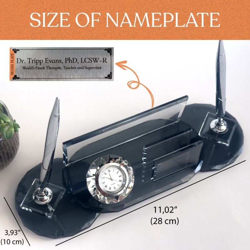 il_fullxfull.6141426211_3x60.jpg Custom Glass Desk Name Plate | 1.77 x 5.90 in | Oval Silver Edition