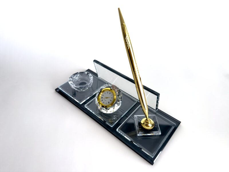 Custom Glass Desk Name Plate with Logo 1.77 x 5.90 in