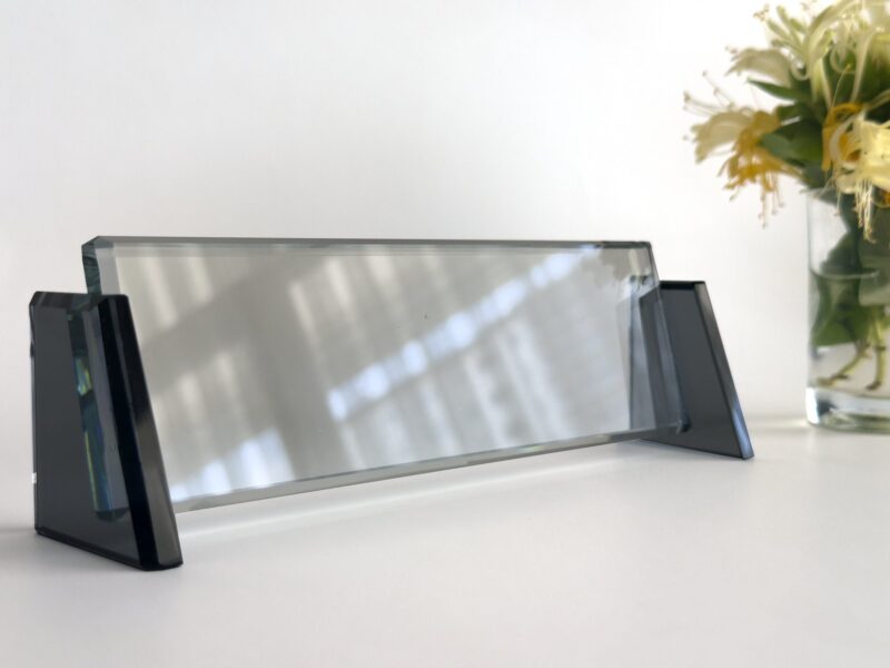 il_fullxfull.6141668515_if1y.jpg Minimalist Desk Nameplate | 1.77 x 5.90 in | Clear & Black Crystal