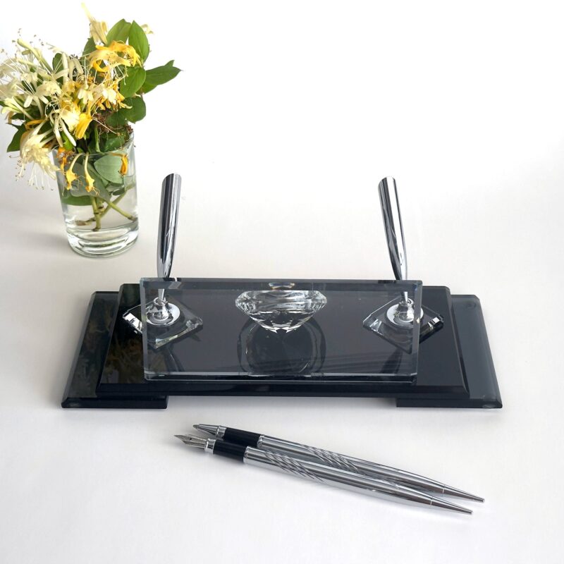 il_fullxfull.6142404245_7qet.jpg Lawyer Desk Accessory 1.77 x 5.90 in | Black Glass Silver Pen