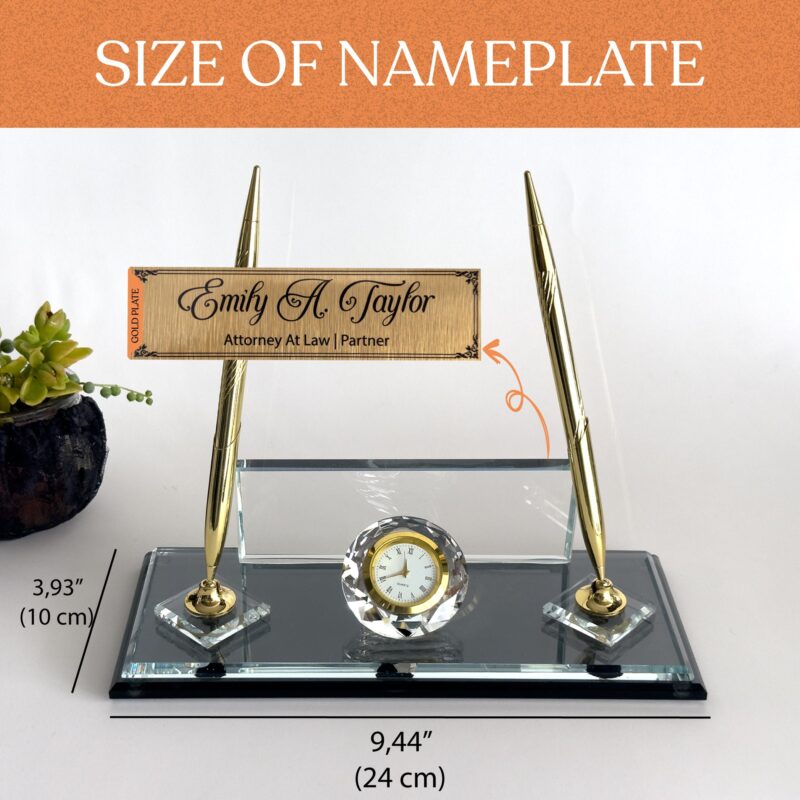 Custom Glass Desk Name Plate | 1.77 x 5.90 in | Double Layer Crystal