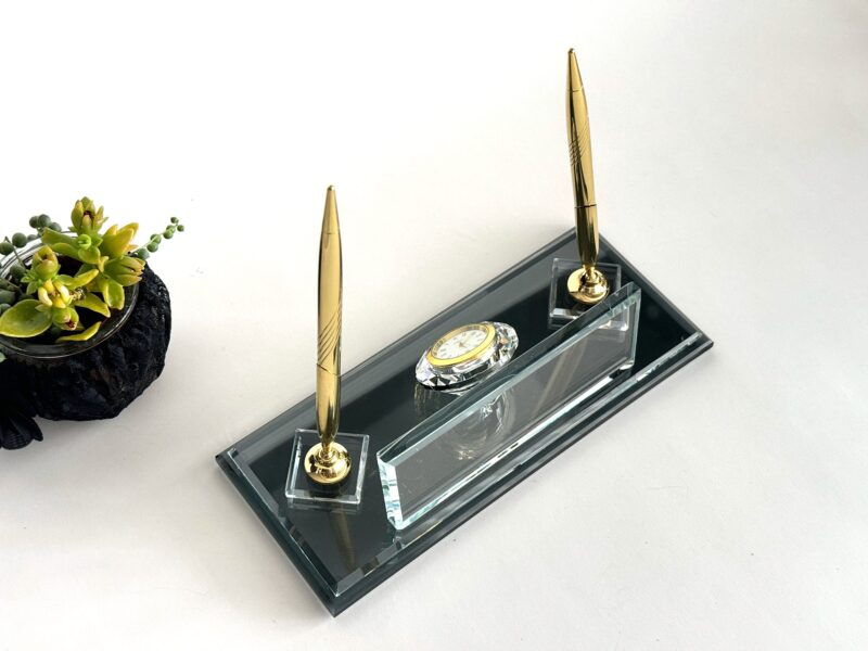 Custom Glass Desk Name Plate | 1.77 x 5.90 in | Double Layer Crystal