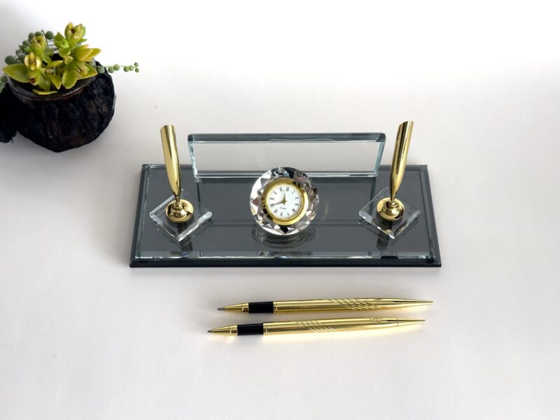 Custom Glass Desk Name Plate | 1.77 x 5.90 in | Double Layer Crystal