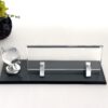 Custom Glass Desk Name Plate with Logo 1.77 x 5.90 in | Silver