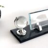 Custom Glass Desk Name Plate with Logo 1.77 x 5.90 in | Silver