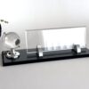 Custom Glass Desk Name Plate with Logo 1.77 x 5.90 inches Black Crystal Base with Silver Nameplate and Crystal Globe
