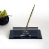 Luxury Corporate Gift 1.77 x 5.90 inches Black Crystal Desk Nameplate with Golden Signature Pen