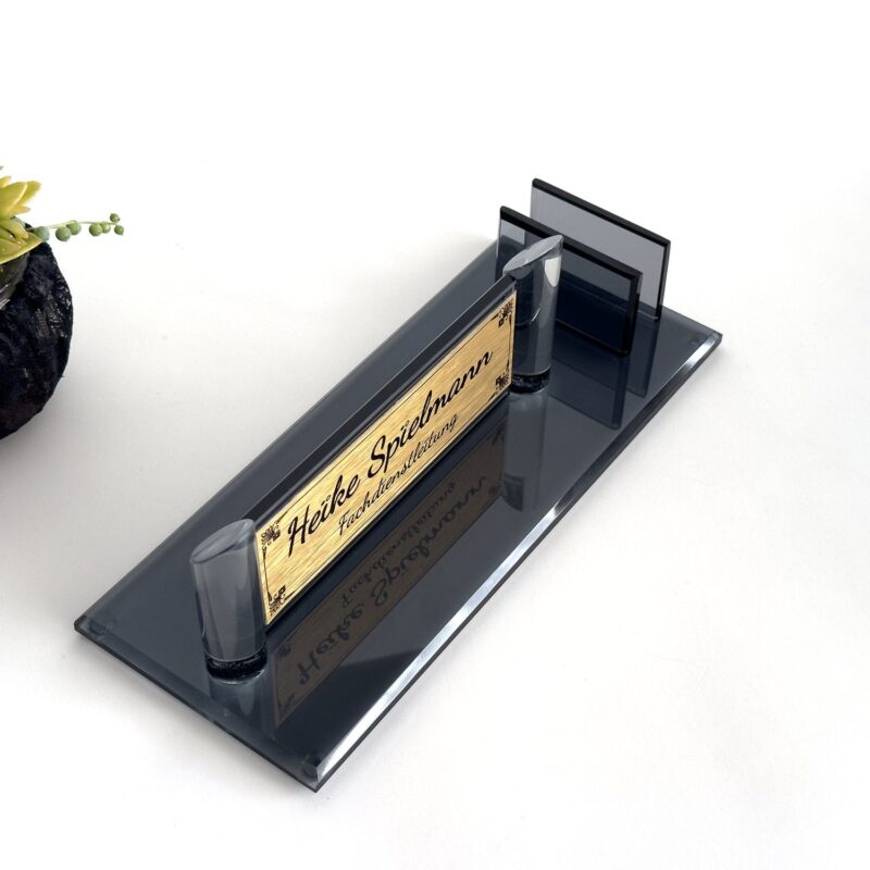 Doctor Office Gift 1.77 x 5.90 inches Black Crystal Desk Nameplate with Integrated Business Card Holder Doctor Office Gift 1.77 x 5.90 inches Black Crystal Desk Nameplate with Integrated Business Card Holder