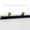 Custom Glass Desk Name Plate with Logo 1.77 x 5.90 inches Double Black and Clear Glass Base Design