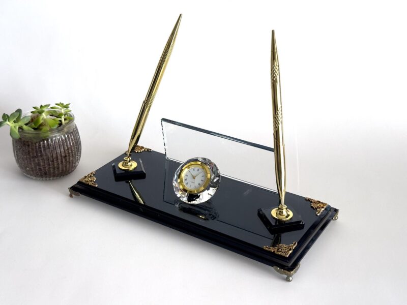 Personalized Executive Gift for Office 1.77 x 5.90 inches Black Crystal Desk Name Plate with Golden Pen Personalized Executive Gift for Office 1.77 x 5.90 inches Black Crystal Desk Name Plate with Golden Pen