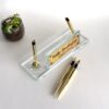 Clear Glass Nameplate 1.77 x 5.90 in | Golden Pen Set