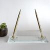Clear Glass Nameplate 1.77 x 5.90 in | Golden Pen Set