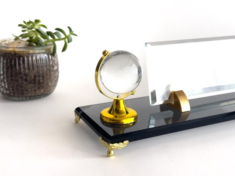 Custom Glass Desk Name Plate with Logo 1.77 x 5.90 in