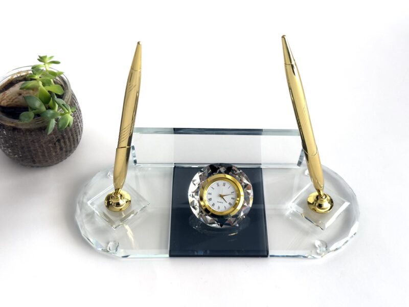 Executive Desk Nameplate | 1.77 x 5.90 in | Oval Black Crystal