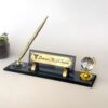 Black Crystal Nameplate 1.77 x 5.90 inches with Spinning World Globe and Signature Pen Black Crystal Nameplate 1.77 x 5.90 inches with Spinning World Globe and Signature Pen