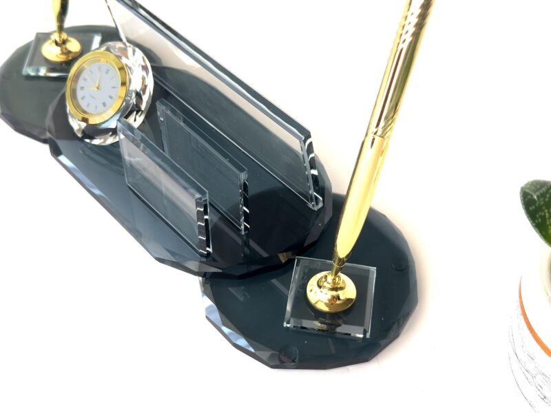 Custom Glass Desk Name Plate with Logo 1.77 x 5.90 in